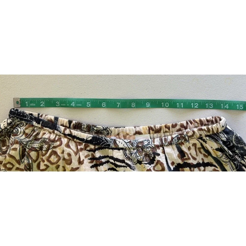 La Cera Women’s Boho Patchwork Animal Print Hippie Gypsy Tiered Maxi Skirt Sz Lg